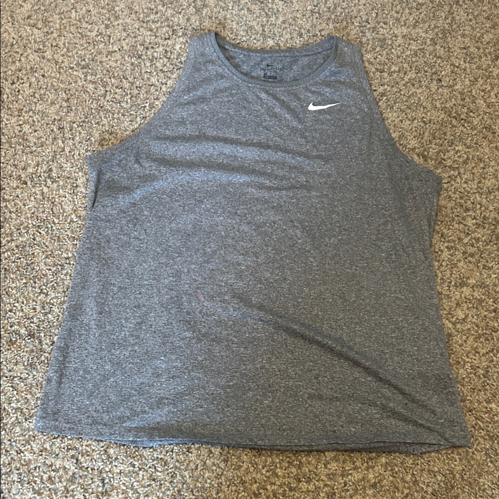 Nike Women’s Gray Athletic Dri-FIT Tank Top with White Swoosh
